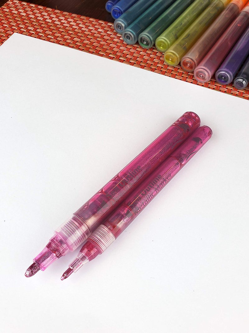 ArtShip Design 24 Self Outline Metallic Markers, Paint Pen Double Pack of Both Extra Fine Tip and Medium Tip, Double Line Markers, Self Outline Paint Pens, Journal Pens, Scrap Booking, Cards, DIY Crafts - Image 5